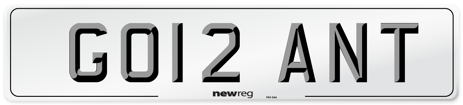 GO12 ANT Number Plate from New Reg
